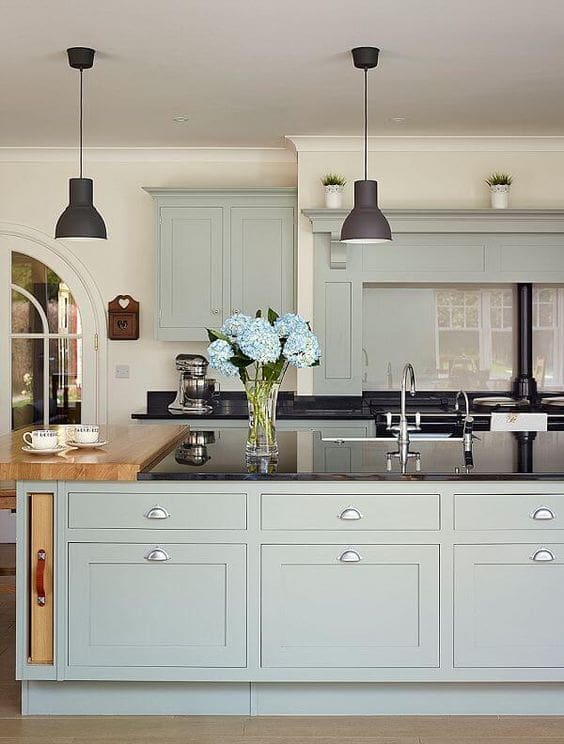 light blue cabinets