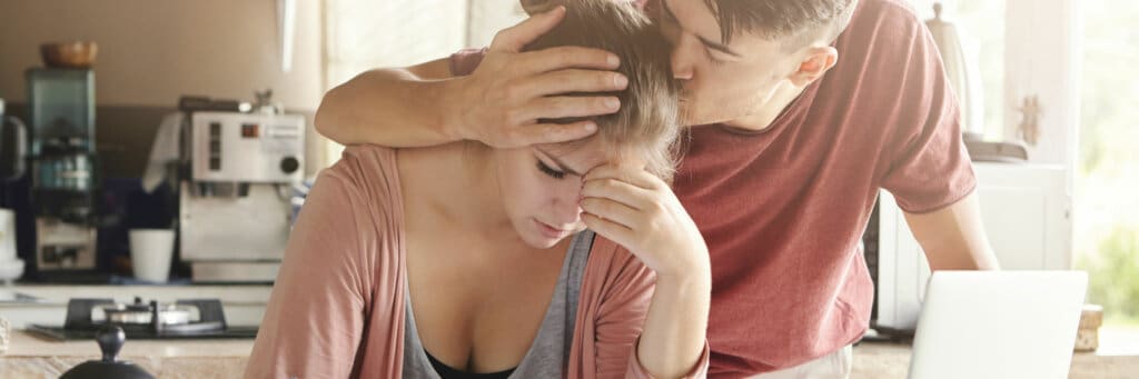 banner mental health worried woman and man